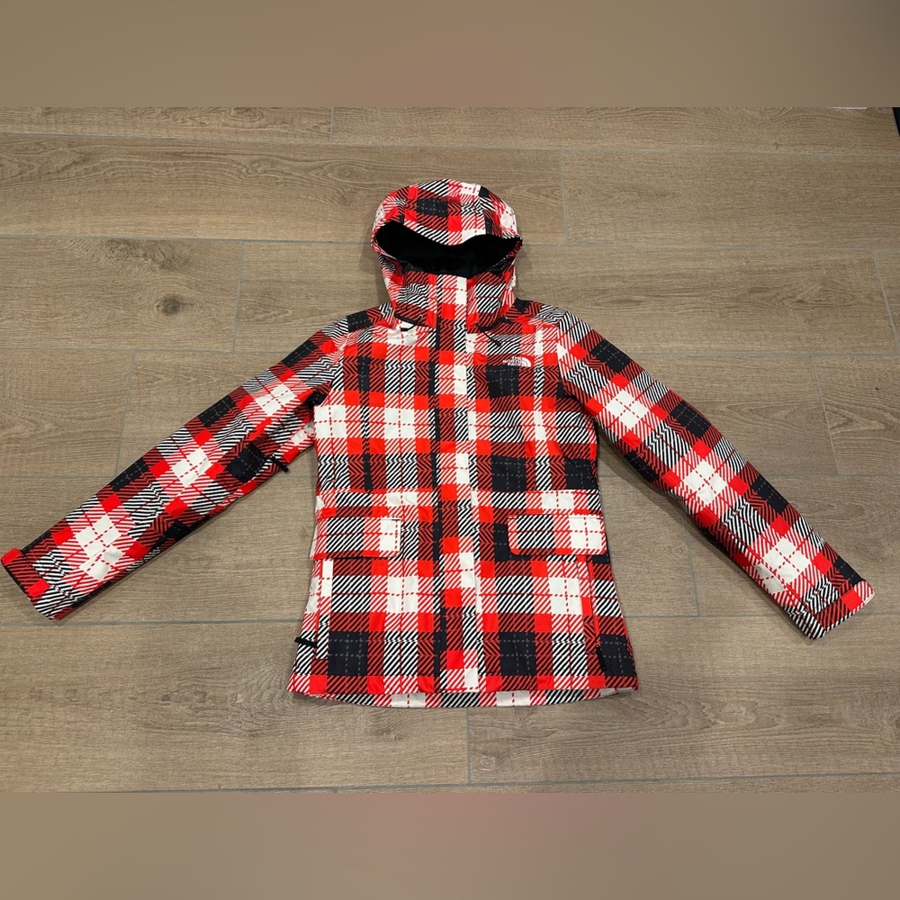 The North Face Ladies Plaid Jacket - Red, Black, White